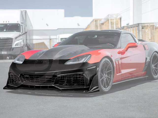 2005-2013 Corvette C6 Z06 | C7 ZR1 Style Primer Black Front Bumper Conversion Kit Replacement