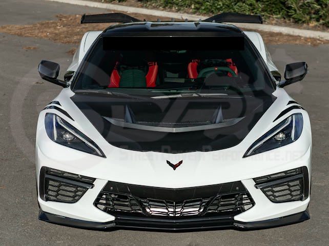 2020-PRESENT CHEVROLET CORVETTE C8 | ZR1 REPLICA STYLE  MATTE BLACK FRONT VENTED HOOD