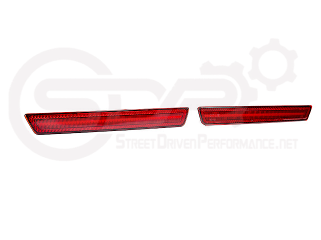 2015-2023 Dodge Challenger | Rear Bumper Side Marker Lens w/ Red LED Reflector Light Pair (Clear / Red / Smoke)