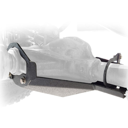 DV8 Offroad Jeep Wrangler JL front diff skid plate for Dana 44, durable steel protective plate for off-road driving.