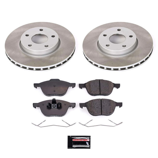 PowerStop semi-coated front brake rotor kit for Volvo S40 (2004-2011), performance blank rotor with vented design