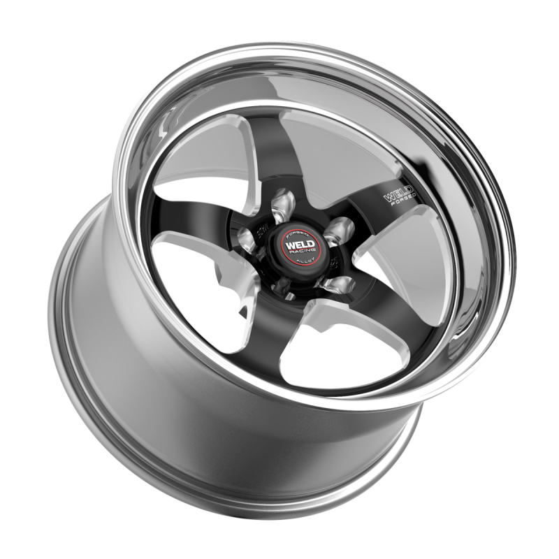 Weld S71 forged wheel with black center and polished shell, 20x10.5 inch, 5x115 bolt pattern, 6.3 BS, 3.18 HB, non-BL design