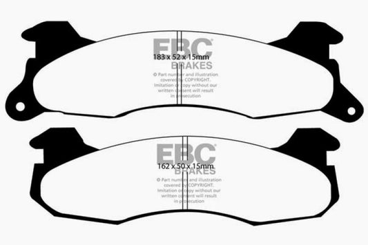 EBC Greenstuff rear brake pads installed on a Ford Mustang 2.3 rear rotors, performance brake pads for enhanced stopping power.