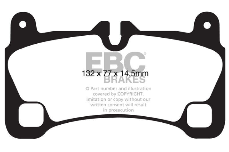 EBC Redstuff rear brake pads for 2008-2009 Volkswagen Touareg 3.6, performance brake pads with two holes at the backplate bottom
