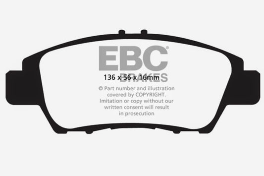 EBC 10+ Honda CR-Z 1.5 Hybrid Greenstuff front brake pads, high-performance brake pads for improved stopping power.