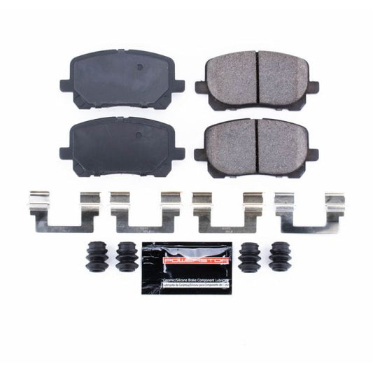 PowerStop Z23 Evolution Sport brake pads for front of 2003-2008 Pontiac Vibe, includes hardware, high-performance brake parts.