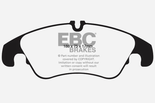 EBC Greenstuff performance front brake pads for Audi A6 2.0 Turbo, designed for improved braking performance and durability.