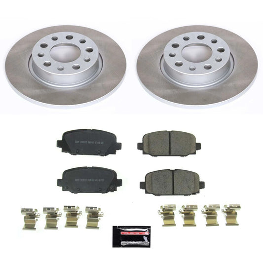 PowerStop rear semi-coated brake rotor kit for Jeep Compass 2017-2022, featuring performance blank rotors.