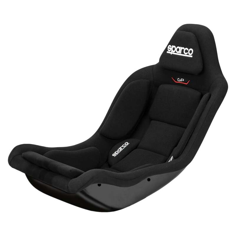 Black Sparco GP vinyl racing seat with racing-style design and supportive bolsters for gaming or racing setups.