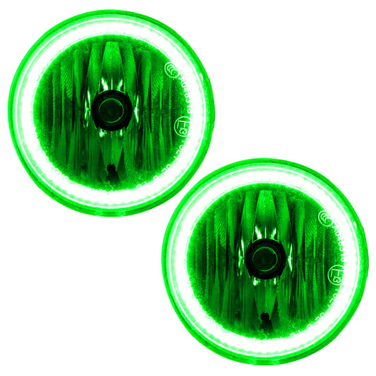Oracle Lighting green LED halo fog lights for 2007-2009 Jeep Compass, pre-assembled for enhanced visibility and style.