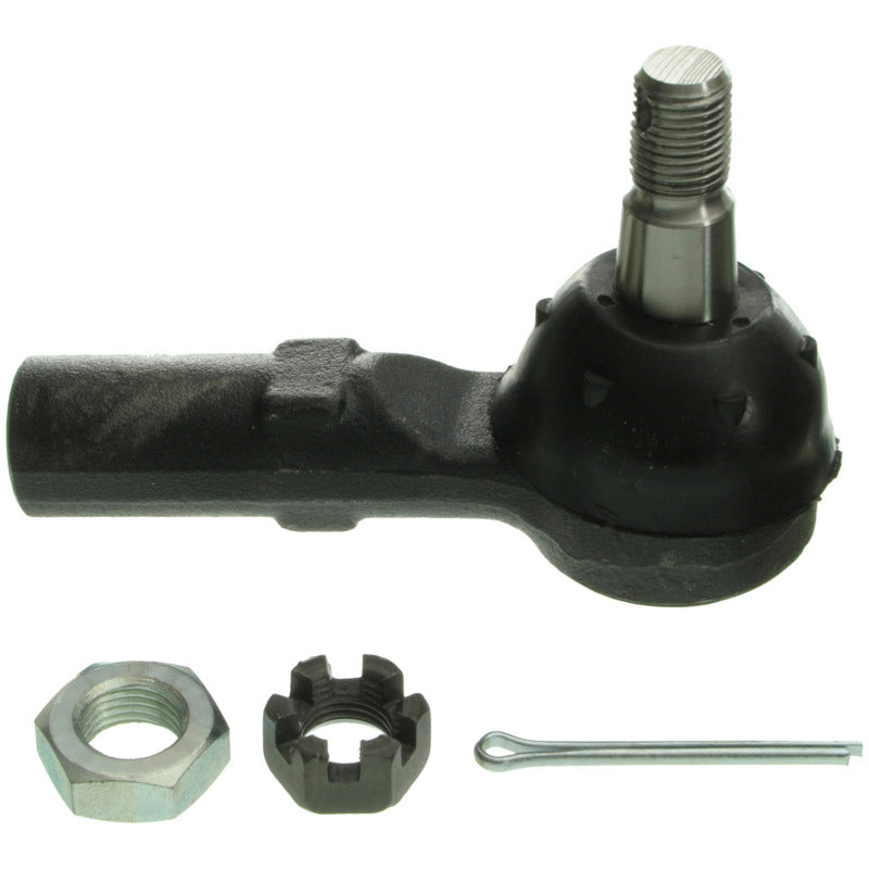 Moog Ford Mustang II front outer tie rod end for 1974-1978 models, showing metal ball joint and threaded connection.