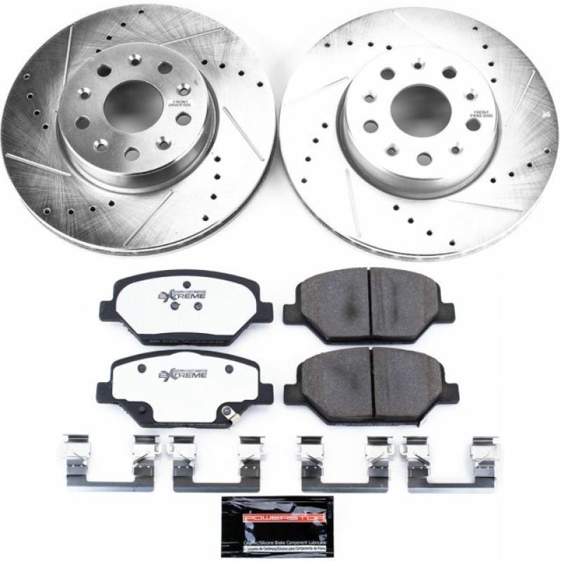 PowerStop Chevrolet Camaro front Z26 Street Warrior brake kit with performance brake rotors and calipers for 2016-2019 models
