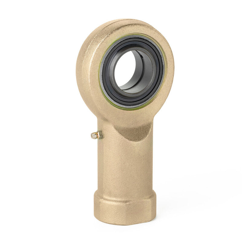 QA1 K Series 3-Piece Female Tie Rod End with 1.25-inch bore, alloy steel, right-hand, Zerk fitting for automotive suspension.