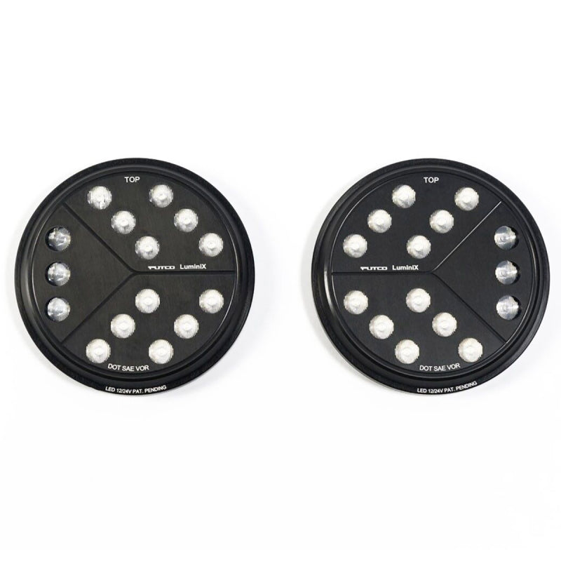 Putco Luminix high power LED headlights for Jeep Wrangler TJ, pair of bright 12000LM light bars with clear lenses.