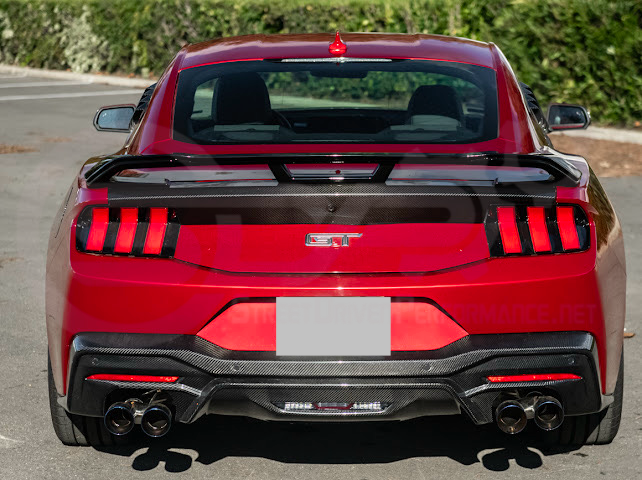 2024-UP FORD MUSTANG | DARKHORSE STYLE GLOSSY BLACK REAR TRUNK LID GURNEY FLAP WICKERBILL WING SPOILER