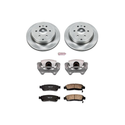 PowerStop rear autospecialty brake kit with calipers for 2008-2017 Buick Enclave, showing brake rotors and caliper components.