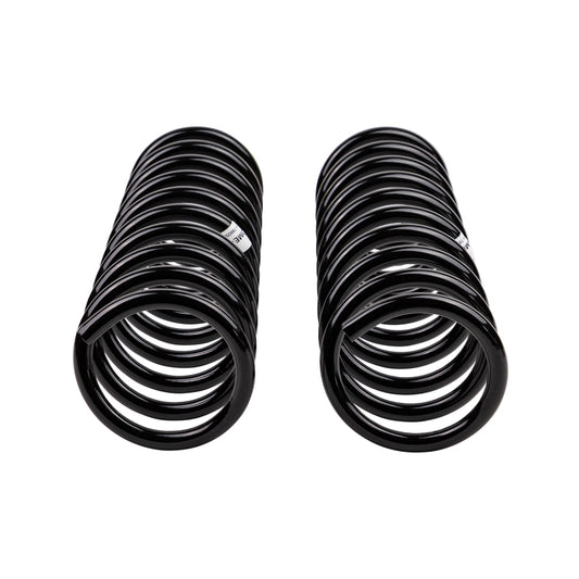 Old Man Emu front coilover coil spring for Jeep JK 4-door, heavy-duty suspension upgrade, shown in black with coil design.