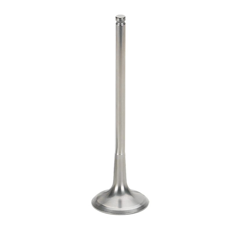 Supertech titanium exhaust valve for Honda CRF250R, flat face, 25mm diameter, 4.97mm thickness, 84.10mm length, single valve.