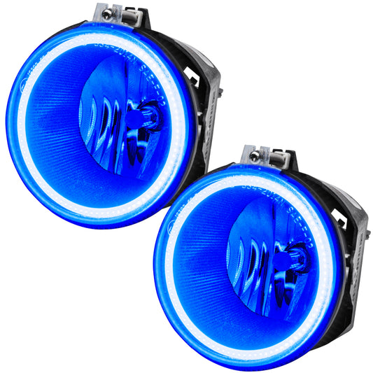 Oracle Lighting blue LED halo headlights for Jeep Commander 2006-2010, pre-assembled, aftermarket automotive headlight replacement