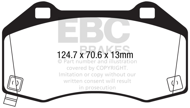 EBC OE front brake pads for Fiat 124 Spider 1.4L Turbo Abarth Ultimax2, showing the new brake pad components.