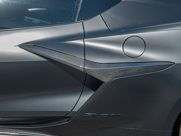2023+ CORVETTE C8 E-RAY / Z06 | CARBON FIBER SIDE FENDER VENT DOOR TRIM REPLACEMENT PAIR