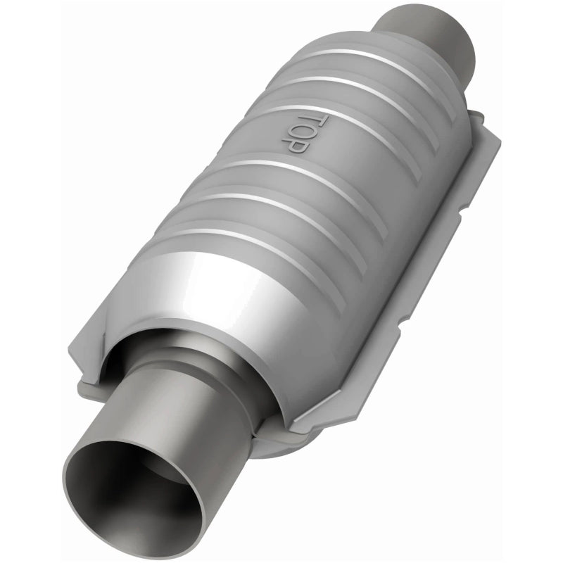 MagnaFlow universal catalytic converter with 2-inch inlet and outlet, 11-inch length, made of stainless steel.
