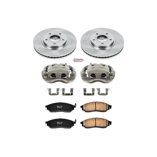 PowerStop OE front brake kit with calipers for Infiniti M45 (2003-2004), includes brake rotors and calipers.