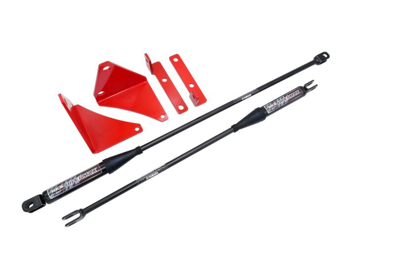 HKS performance steering damper for 2020+ Tesla Model Y, close-up view of the durable, black automotive suspension component