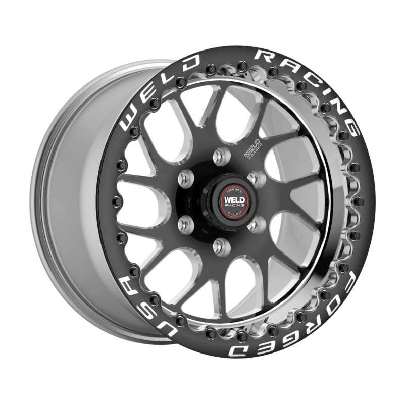 Weld S78 HD Beadlock forged wheel, 17x9.5 inches, black center with polished shell, 6x135 bolt pattern, black SBL wheel