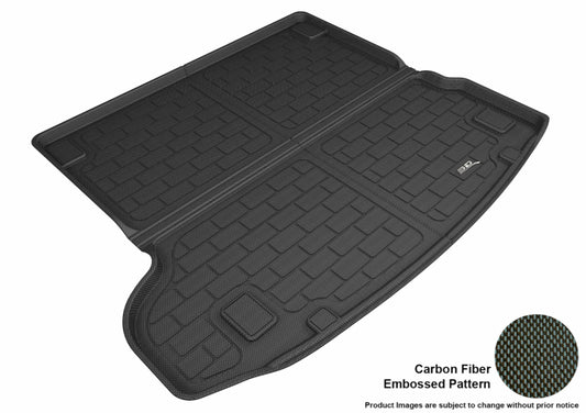 Black 3D MAXpider rubber cargo liner for Jaguar F-Pace and Range Rover Velar, designed to protect the cargo area.