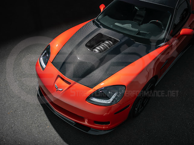 2005-2013 Chevrolet Corvette C6 | ZR1 Style Carbon Fiber Front Hood w/ Clear Window Insert