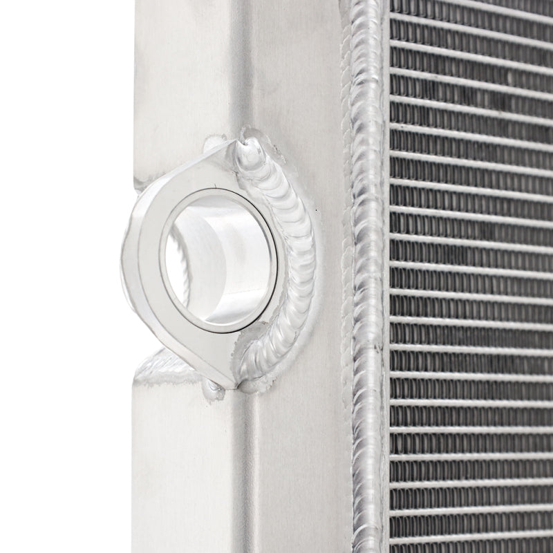Mishimoto aluminum radiator for 2003-2009 Toyota 4-Runner and GX470 with 4.7L engine, showing a close-up of the radiator core.