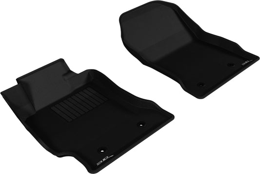 Black 3D MAXpider rubber floor mat for 2013-2019 Toyota, Subaru, Scion FR-S 1st row, textured design, durable automotive interior.