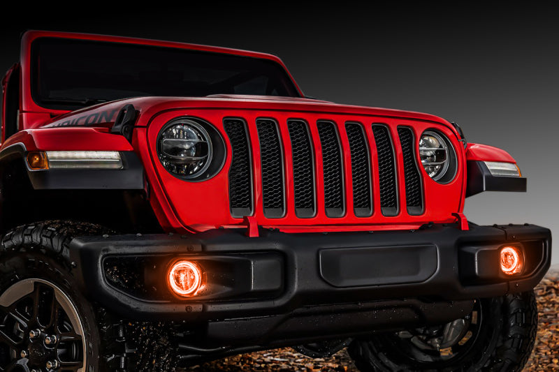 Oracle Lighting LED surface mount fog light halo kit for Jeep Wrangler JL and Gladiator JT with ColorSHIFT RGB lighting.