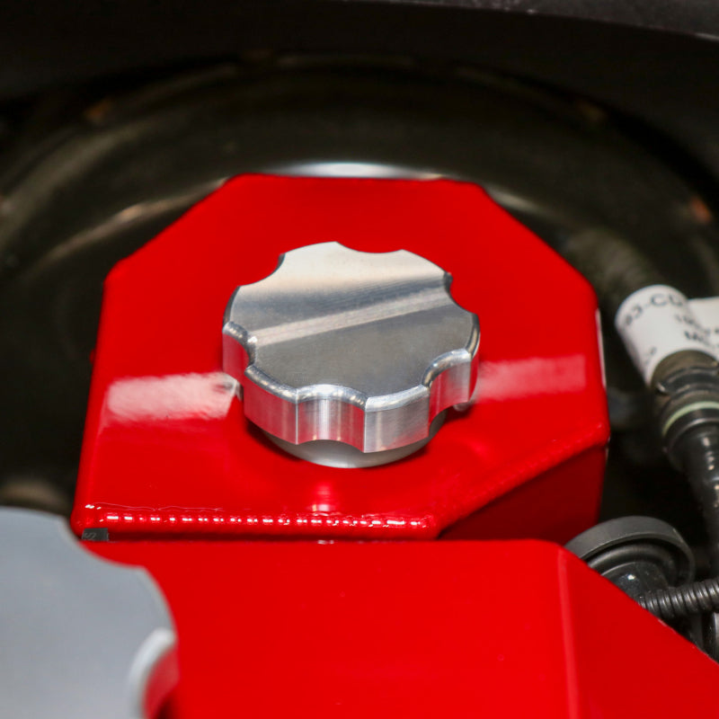 Wehrli Ford Super Duty 6.7L Power Stroke billet brake reservoir cap in clear anodized, designed for oil fill tubes.