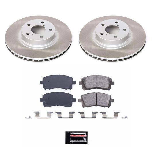 PowerStop Mazda 3 front semi-coated brake rotor kit with performance blank rotors and hardware for enhanced stopping power.