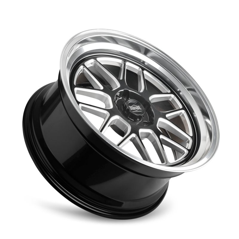 Ridler 611 cast wheel with 20x10 inch size, 5x127 bolt pattern, black mill finish, diamond cut lip, and 83.82mm hub.