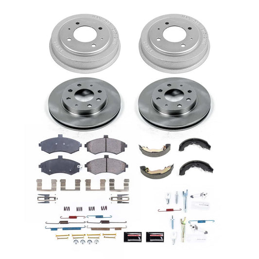 PowerStop OE brake kit for 2002 Hyundai Elantra, includes front and rear brake components with rotors and pads.