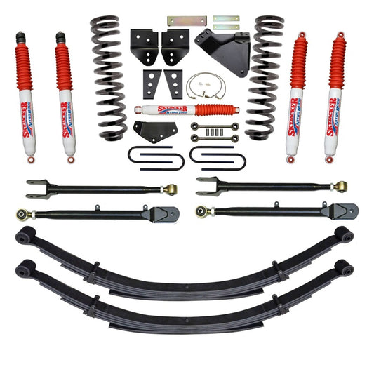 Skyjacker 8.5-inch lift kit for Ford F250 4WD gas truck, including components and suspension parts in the image.