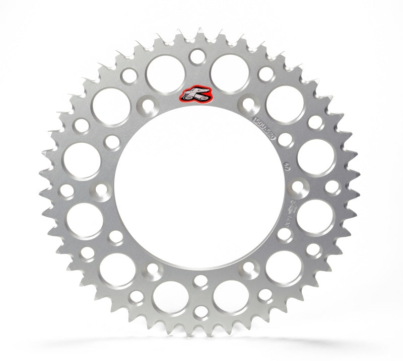 Renthal 96-02 Honda CR80RB rear grooved sprocket in silver with 54 teeth, designed for motorcycle drive systems.