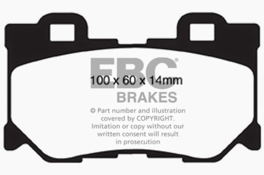 EBC Greenstuff rear brake pads for Infiniti G37 3.7, performance brake pads with green friction material, shown in the image.