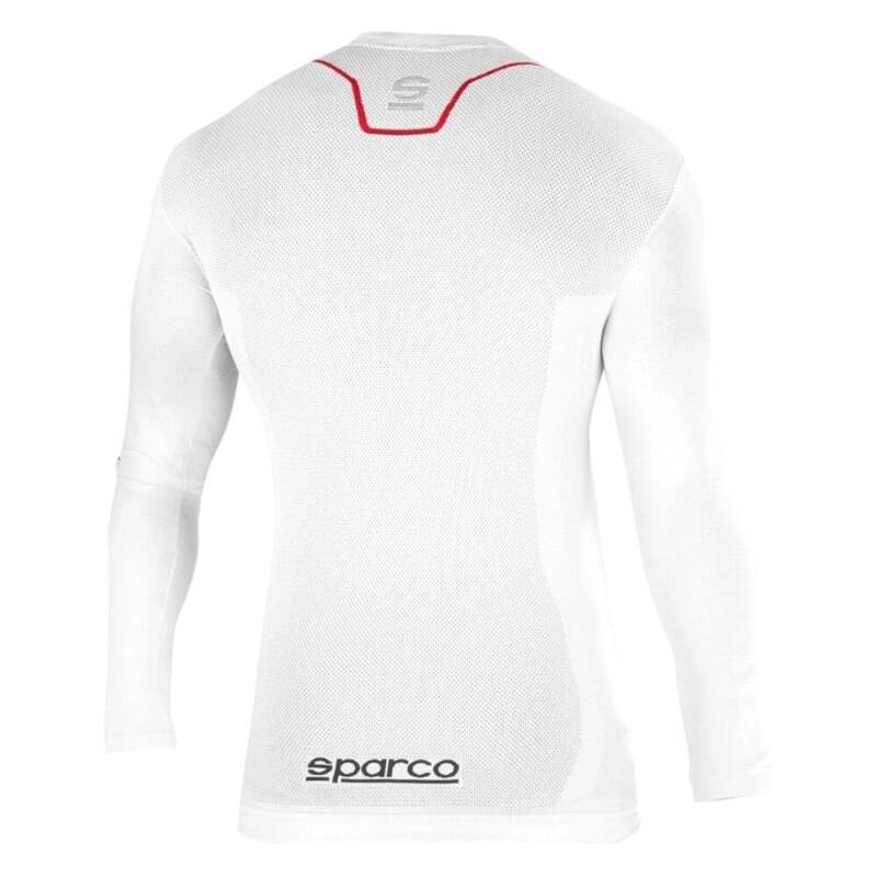 White Sparco K-Carbon undershirt for men, XS size, made from breathable fabric, featuring the Sparco logo on the front.