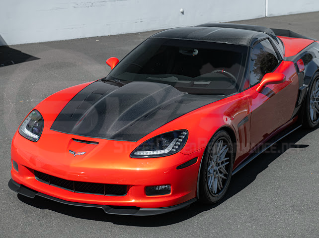 2005-2013 C6 Corvette - 427 /Grand Sport / Z06 / ZR1 | ZRA1 Style Front Splitter Lip Ground Effects (Carbon Fiber or Primer Black)
