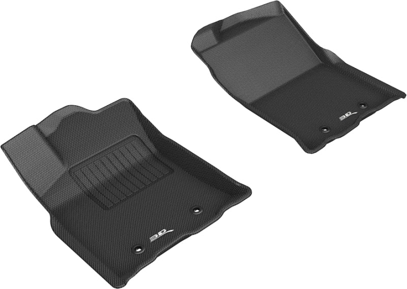 Black 3D MAXpider rubber floor mat for 2018-2020 Toyota Tacoma Access/Double Cab first row interior.