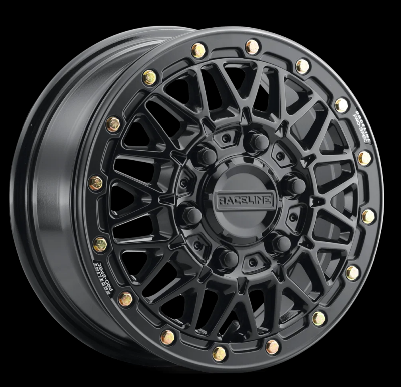 Raceline A15 Omega forged wheel, 15x10 inches, gloss black finish with 6x139.7 bolt pattern, 25mm offset, 78.1mm bore.