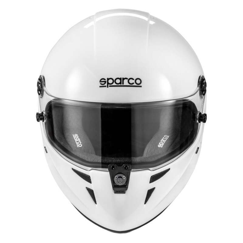 SPARCO Stealth RF helmet in large size, white and black color, showing the sleek design and ventilation features.