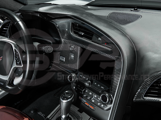 2014-2019 CHEVROLET CORVETTE C7 | FACTORY STYLE DRY CARBON FIBER CENTER INFOTAINMENT INSTRUMENT PANEL CLUSTER TRIM PLATE COVER OVERLAY