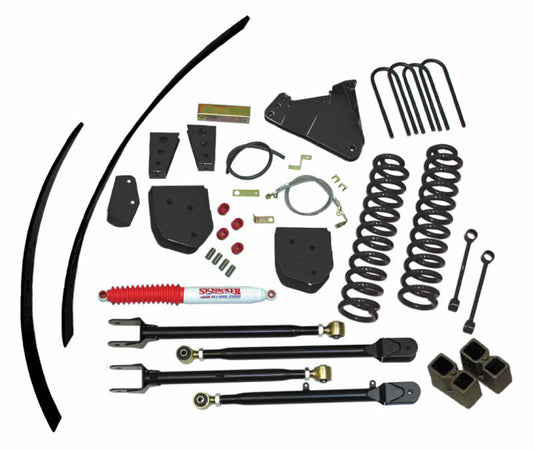 Skyjacker 8.5-inch lift kit for Ford F250 4WD gas truck, showing the lifted suspension components and installation details.