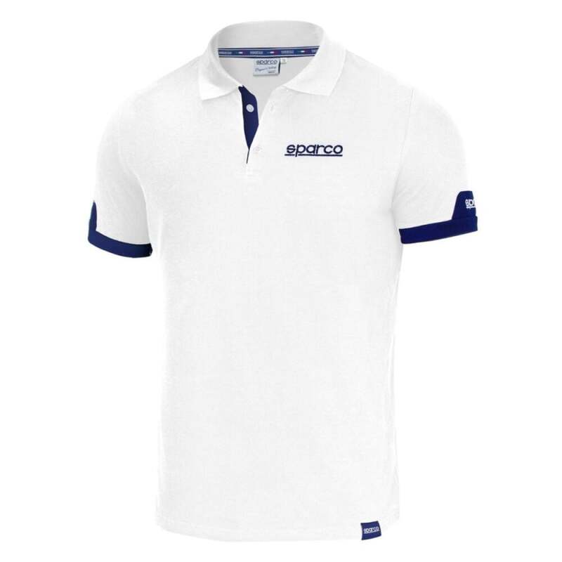 White Sparco Polo Corporate shirt for men, featuring a classic fit and SPARCO logo on the chest.