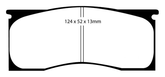 EBC Redstuff performance front brake pads for Dodge Dart 2.8 (1965-1969), featuring red friction material and metal backing plates.